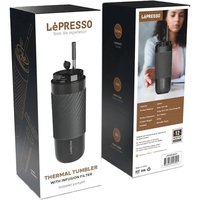 خرید انلاین ماگ حرارتی لپرسو مدل Lepresso LPCM520 coffee mug sleeve and straw 520ML