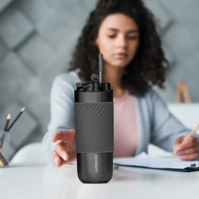 خرید انلاین ماگ حرارتی لپرسو مدل Lepresso LPCM520 coffee mug sleeve and straw 520ML