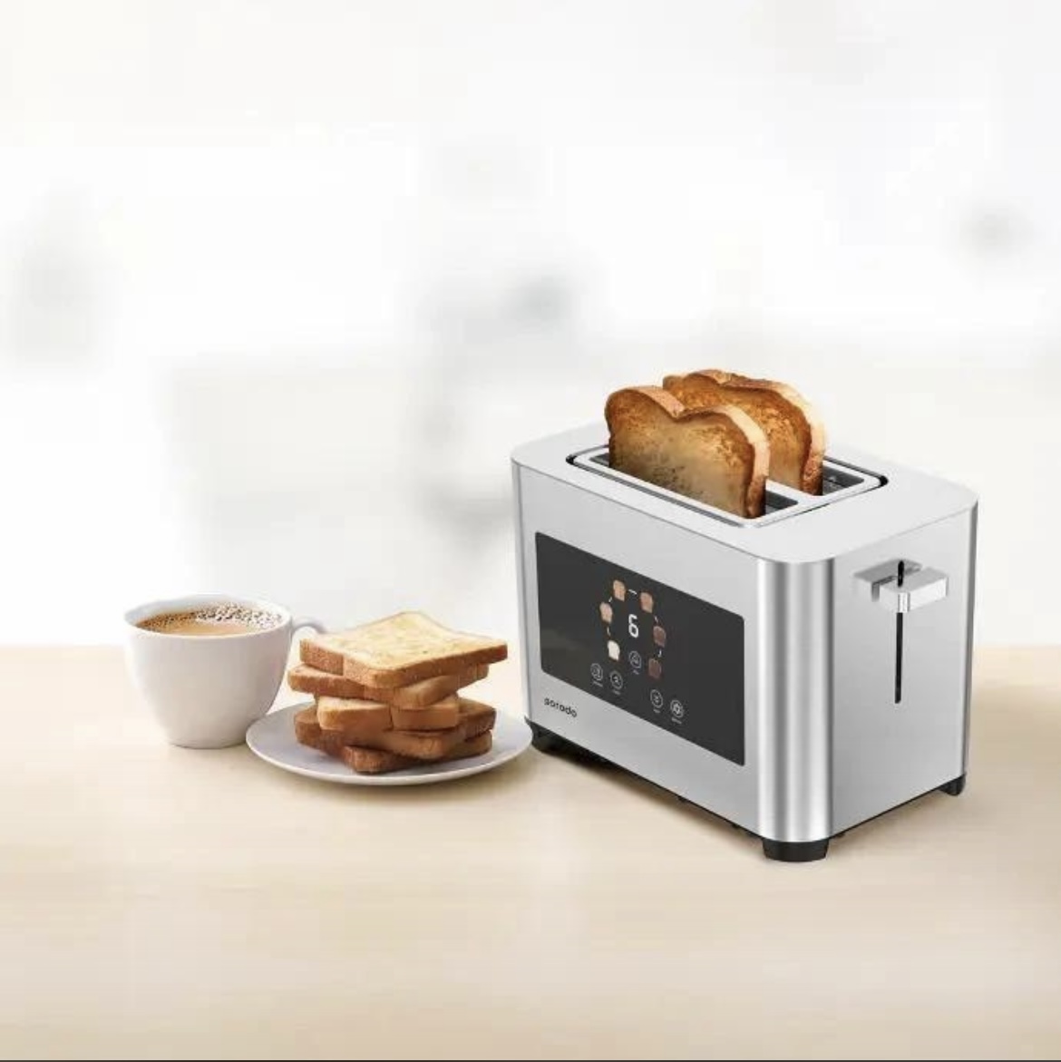 خرید انلاین توستر نان پرودو مدل PD-LFS001 ظرفیت ۲ اسلایس با بدنه استیل ضد زنگ و دکمه لمسی