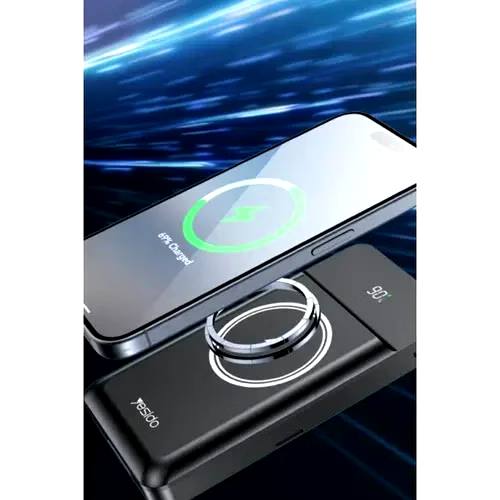 خرید انلاین پاوربانک وایرلس یسیدو مدل YP69 با شارژ سریع و پایه استند