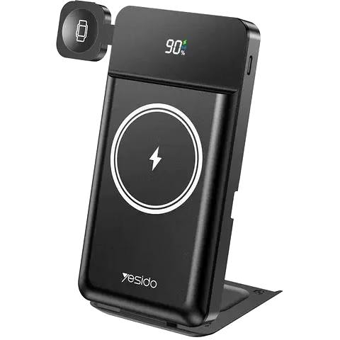 خرید انلاین پاوربانک وایرلس یسیدو مدل YP69 با شارژ سریع و پایه استند