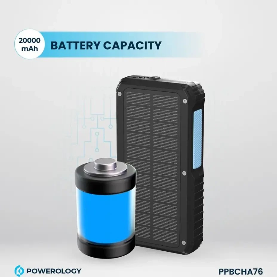 خرید انلاین پاوربانک خورشیدی 20000 میلی آمپر پاورولوژی 22.5 واتی مدل Powerology PPBCHA76