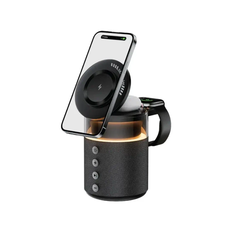 خرید آنلاین شارژر وایرلس گرین لاین ۵ کاره مدل Green Lion 5-in-1 Wireless Charger با اسپیکر بلوتوثی