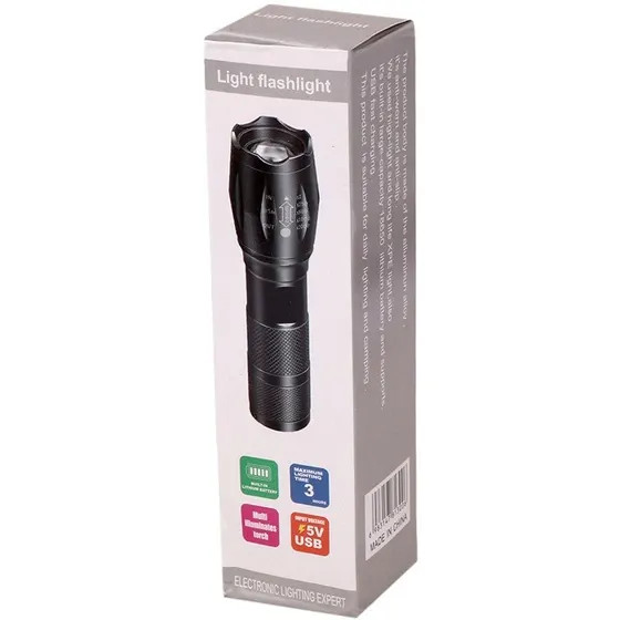 چراغ قوه دو لامپه XPE+UV زوم دار مدل K04-2